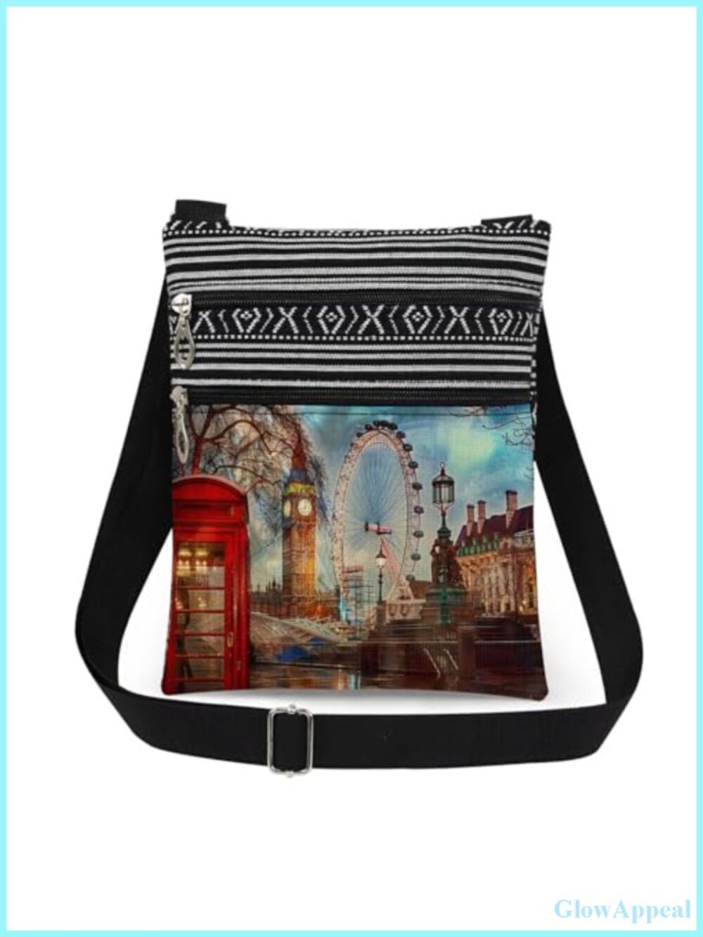 London Souvenir Crossbody Bag Big Ben Messenger Polyester Adjustable Strap